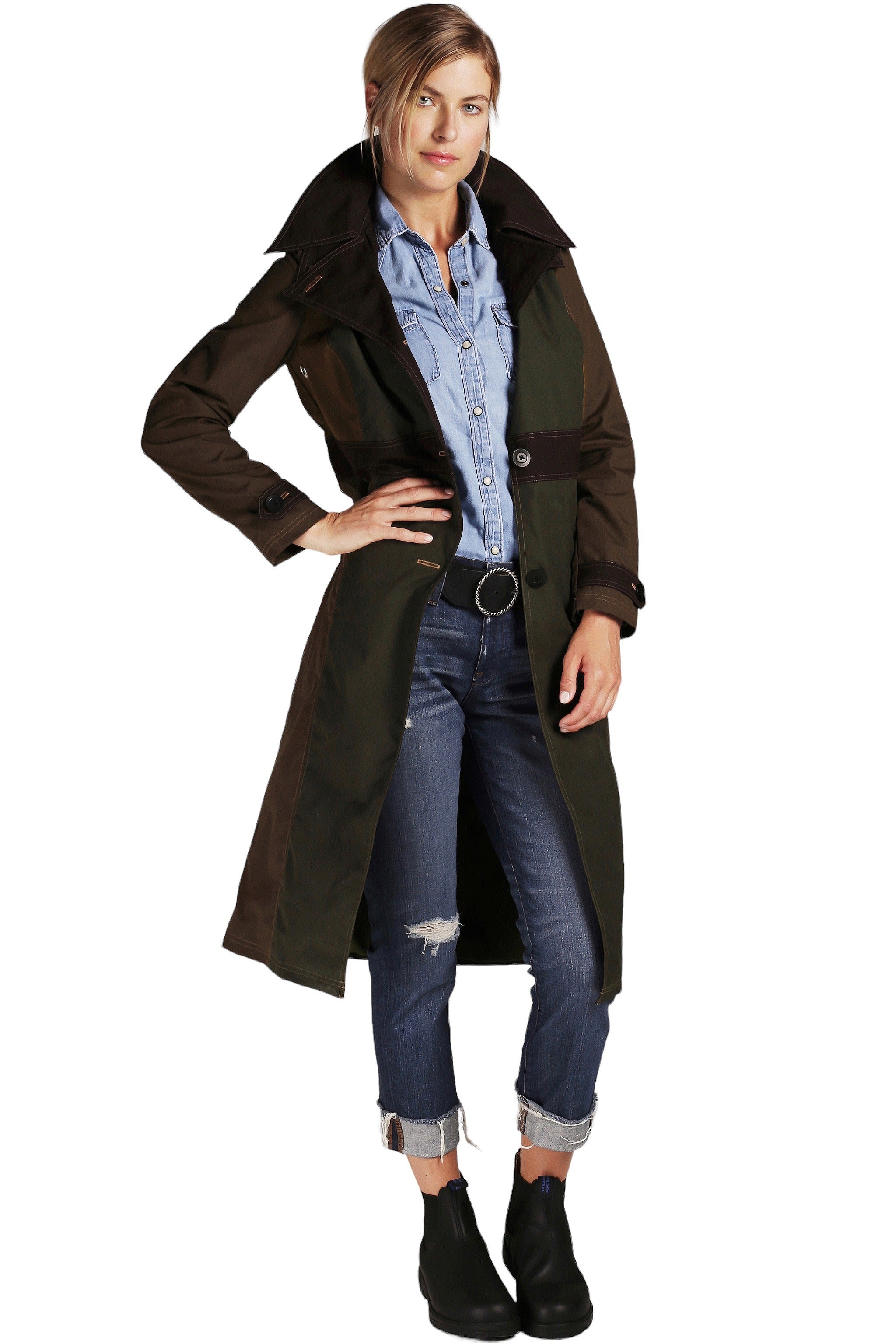 FELLERWomen's-Waxed Cotton Raincoat - Mercer Long Trench - NWT