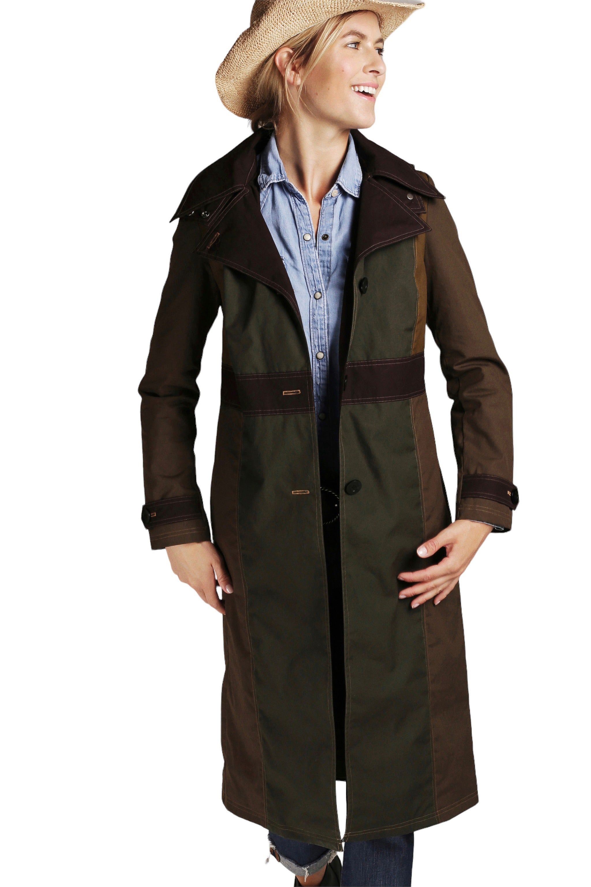 FELLERWomen's-Waxed Cotton Raincoat - Mercer Long Trench - NWT