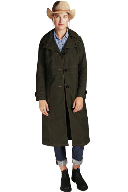 FELLERWomen's-Waxed Cotton Raincoat - Mercer Long Trench - NWT