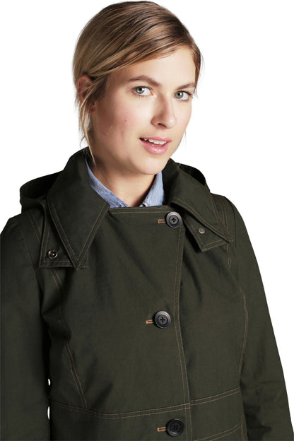 FELLERWomen's-Waxed Cotton Raincoat - Mercer Long Trench - NWT