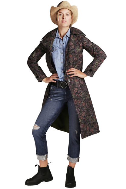 FELLERWomen's-Waxed Cotton Raincoat - Mercer Long Trench - NWT