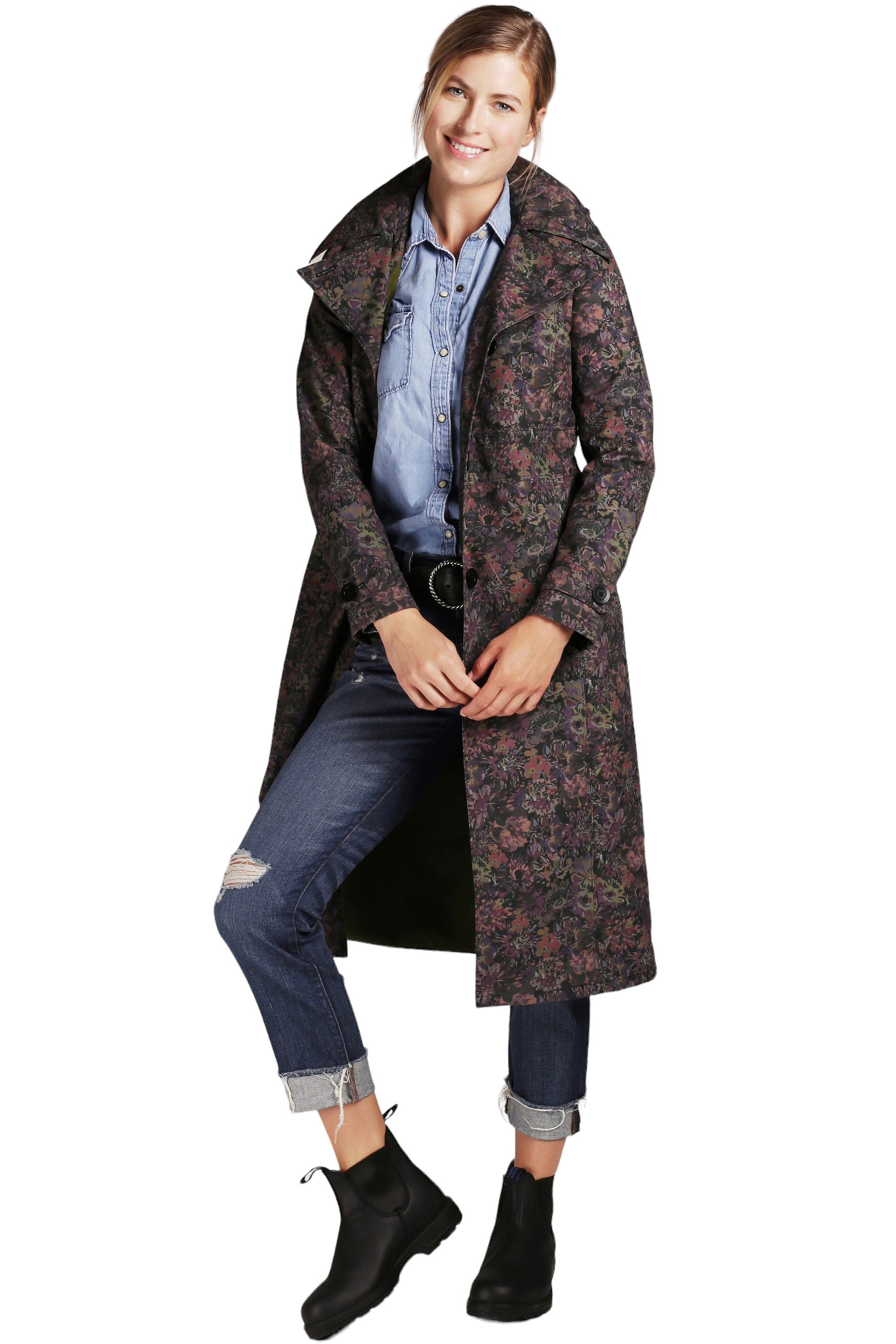 FELLERWomen's-Waxed Cotton Raincoat - Mercer Long Trench - NWT
